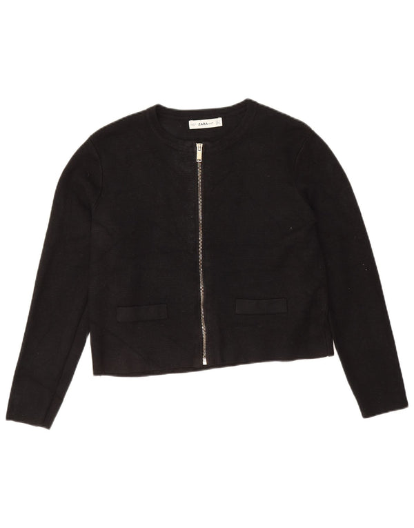 Zara Womens Crop Cardigan Sweater UK 10 Small Black