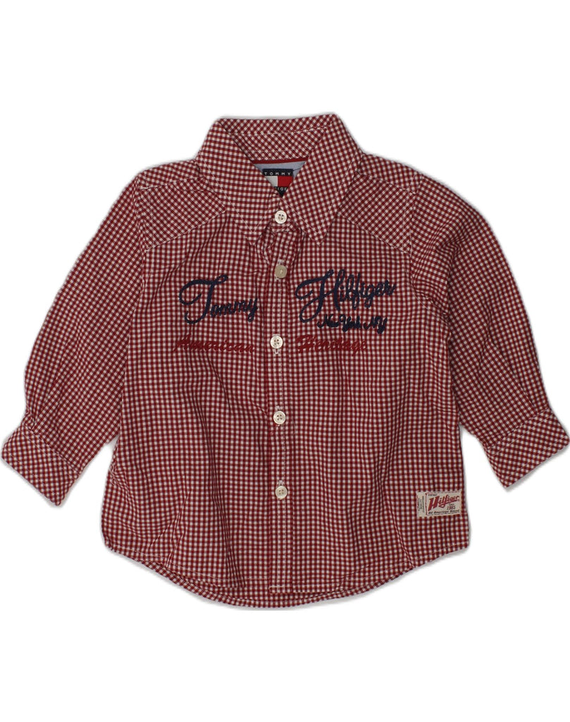 TOMMY HILFIGER Baby Boys Graphic Shirt 9-12 Months Red Gingham Cotton | Vintage Tommy Hilfiger | Thrift | Second-Hand Tommy Hilfiger | Used Clothing | Messina Hembry 