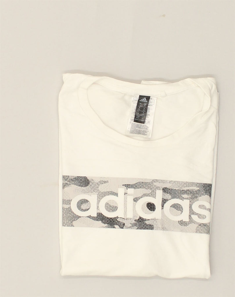 ADIDAS Mens Graphic T-Shirt Top Medium White Cotton | Vintage Adidas | Thrift | Second-Hand Adidas | Used Clothing | Messina Hembry 