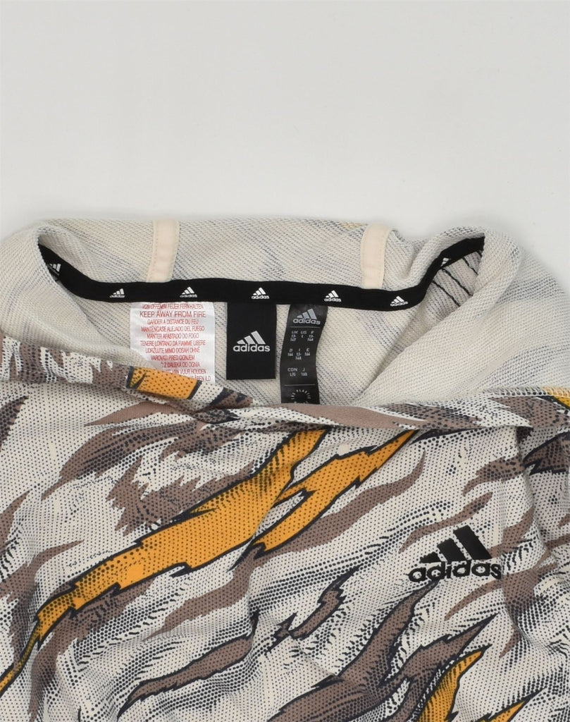 ADIDAS Boys Graphic Hoodie Jumper 13-14 Years Grey Geometric Cotton | Vintage Adidas | Thrift | Second-Hand Adidas | Used Clothing | Messina Hembry 