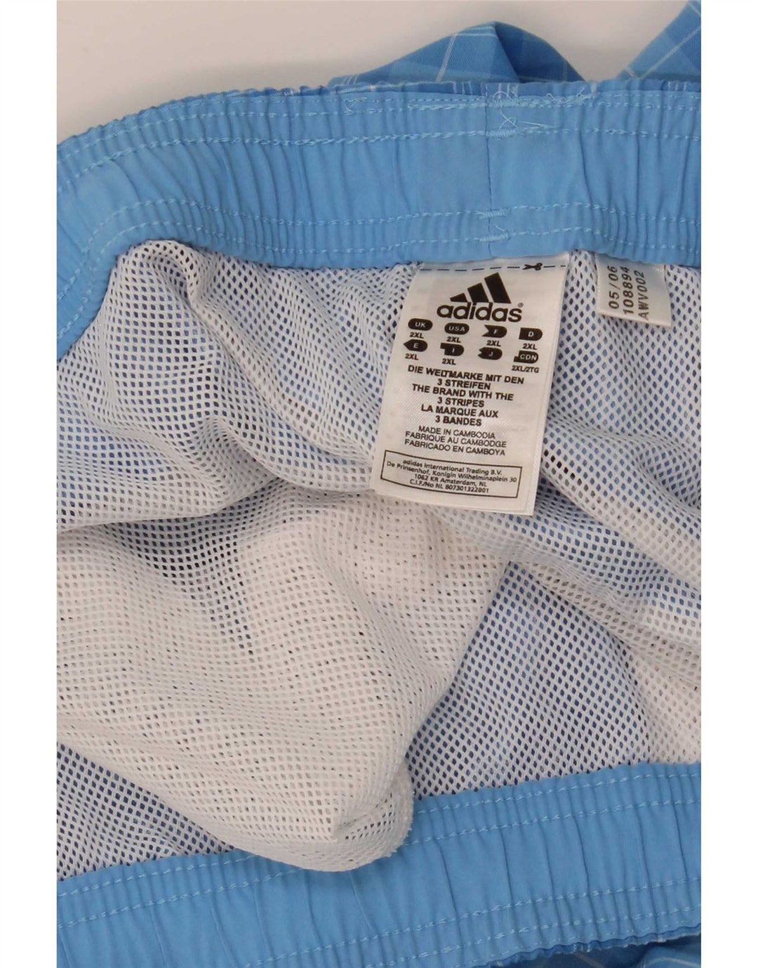 Adidas Mens Swimming Shorts 2XL  Blue Check Polyester
