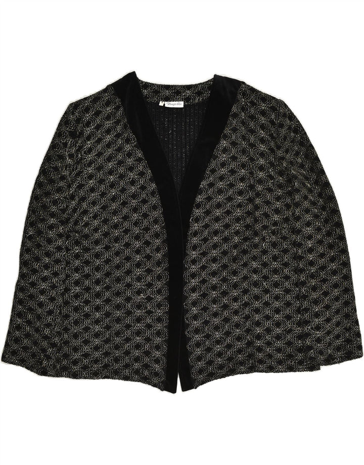 VINTAGE Womens Abstract Pattern Blazer Jacket US 8 Medium Black Acrylic | Vintage Vintage | Thrift | Second-Hand Vintage | Used Clothing | Messina Hembry 