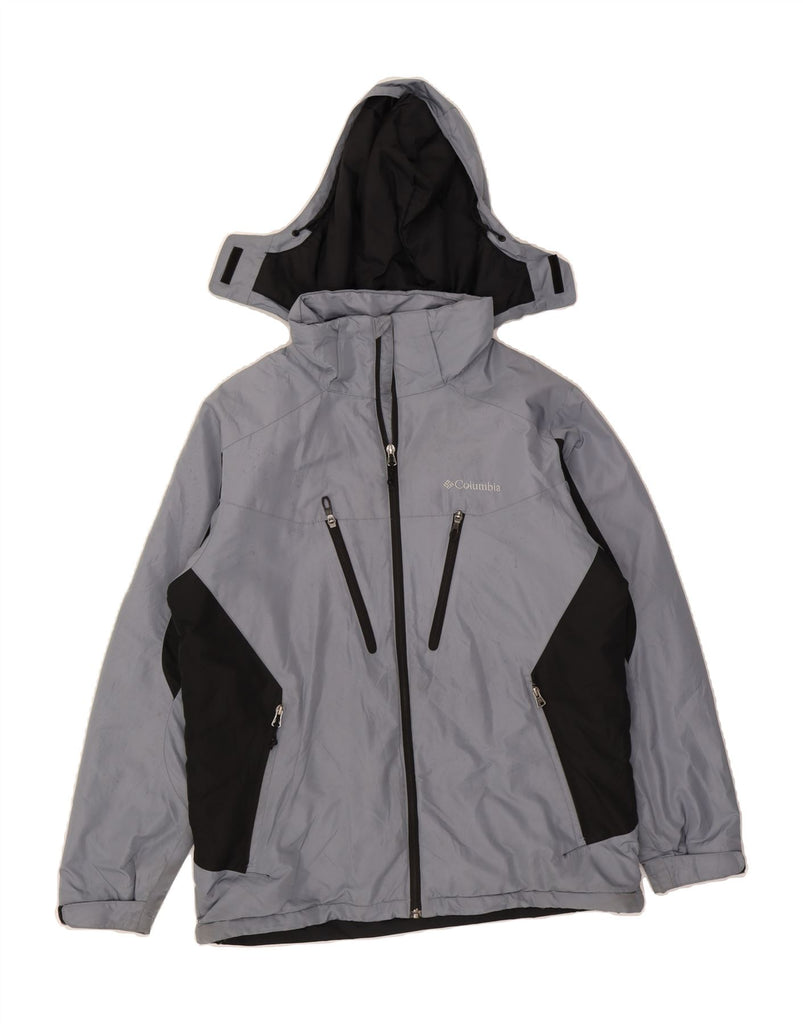 COLUMBIA Mens Hooded Windbreaker Jacket UK 38 Medium Grey Colourblock Vintage Columbia and Second-Hand Columbia from Messina Hembry 