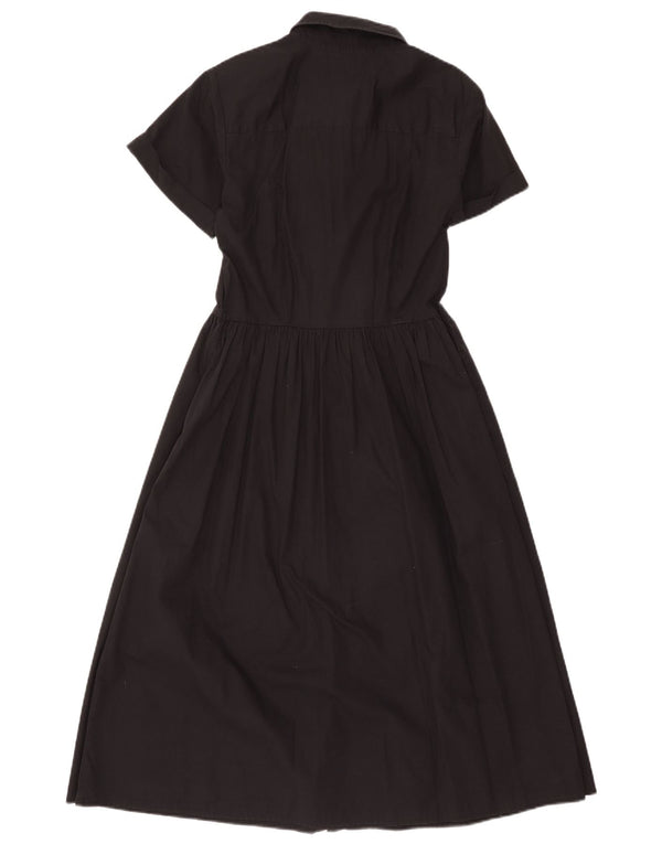 Benetton Womens Short Sleeves Shirt Dress UK 14 Medium Black