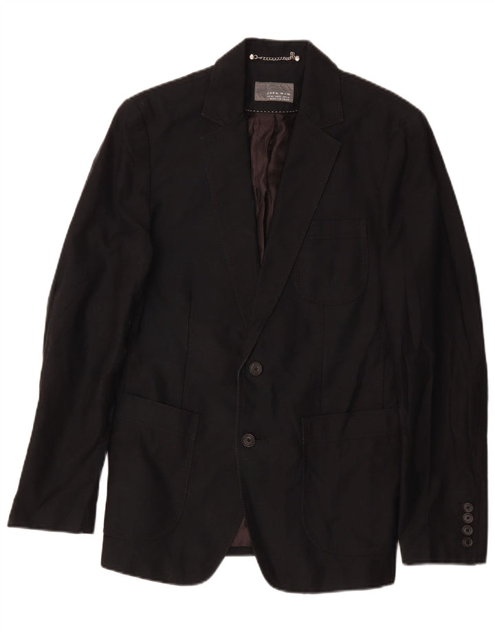 Zara Mens 2 Button Blazer Jacket EU 46 Small Navy Blue