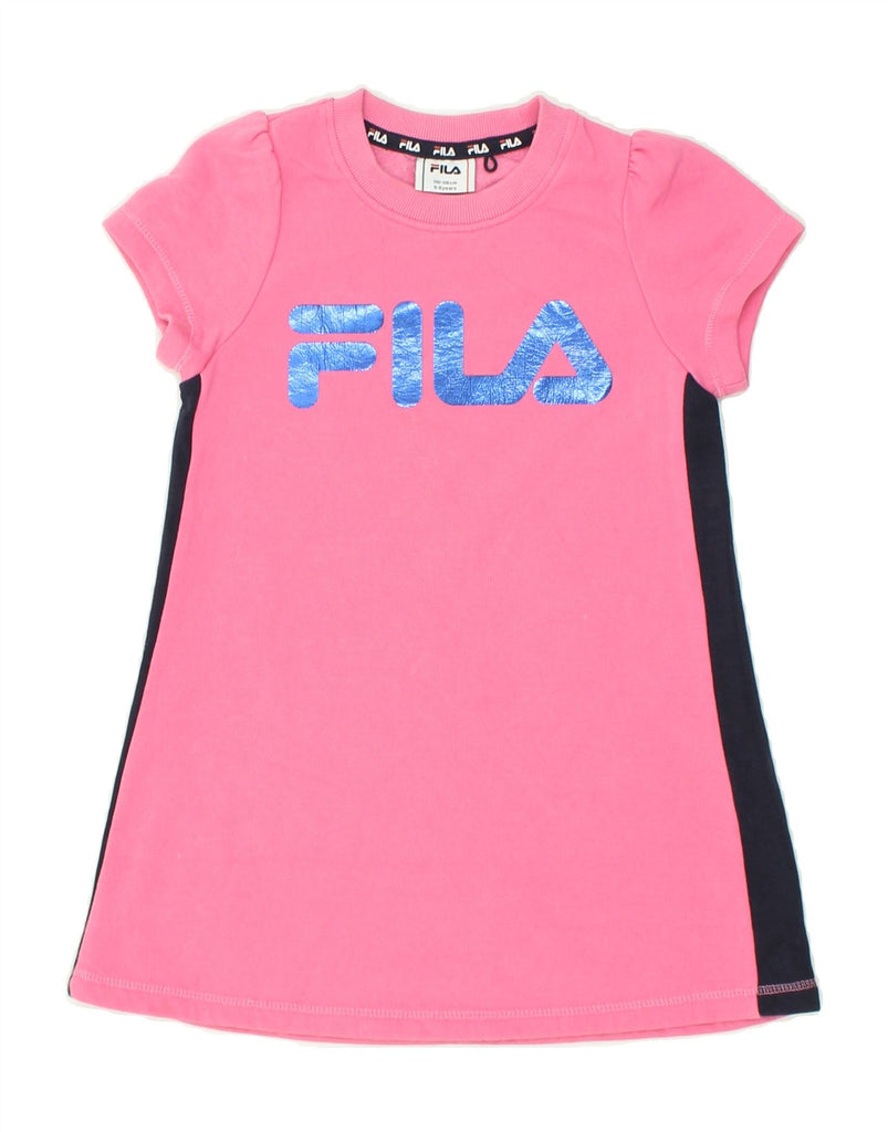 FILA Girls Graphic T-Shirt Dress 5-6 Years Pink Colourblock Cotton | Vintage Fila | Thrift | Second-Hand Fila | Used Clothing | Messina Hembry 