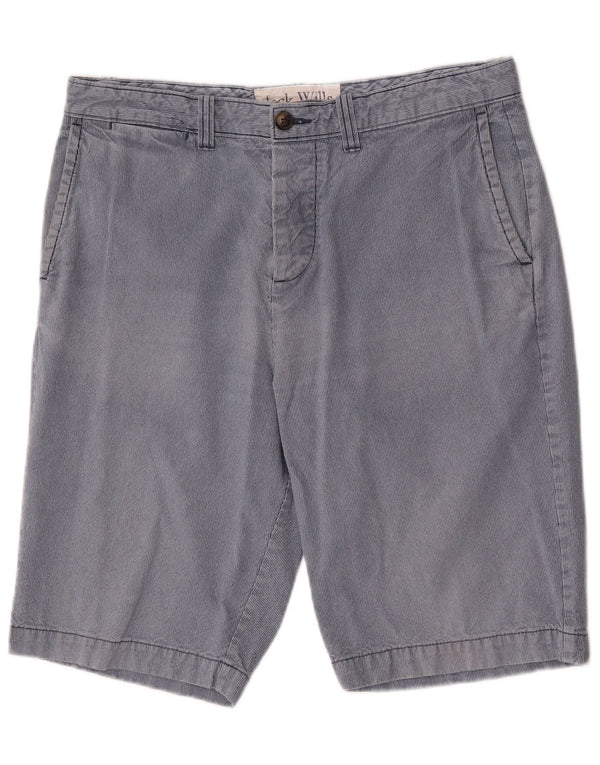 Jack Wills Mens Regular Chino Shorts W34 Large Blue Pinstripe Cotton