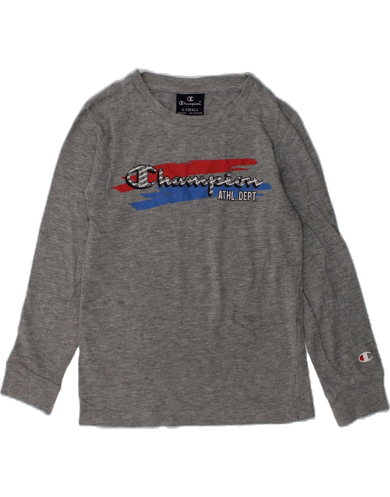 CHAMPION Boys Graphic Top Long Sleeve 5-6 Years XS Grey Cotton | Vintage Champion | Thrift | Second-Hand Champion | Used Clothing | Messina Hembry 