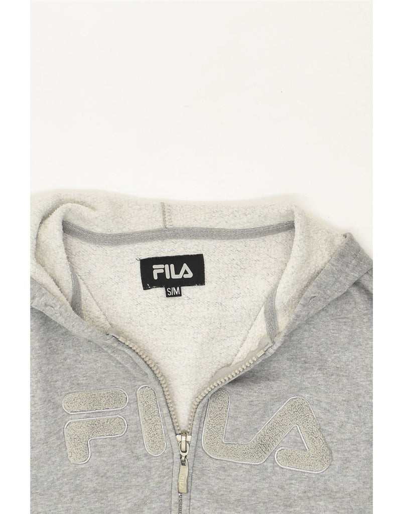 FILA Womens Graphic Zip Hoodie Sweater UK 10 Small Grey Cotton | Vintage Fila | Thrift | Second-Hand Fila | Used Clothing | Messina Hembry 