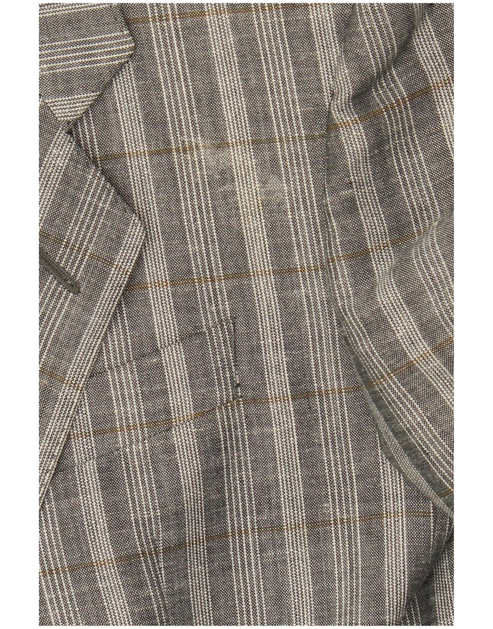 Facis Mens 2 Button Denim Shirt UK 38 Medium Grey Check