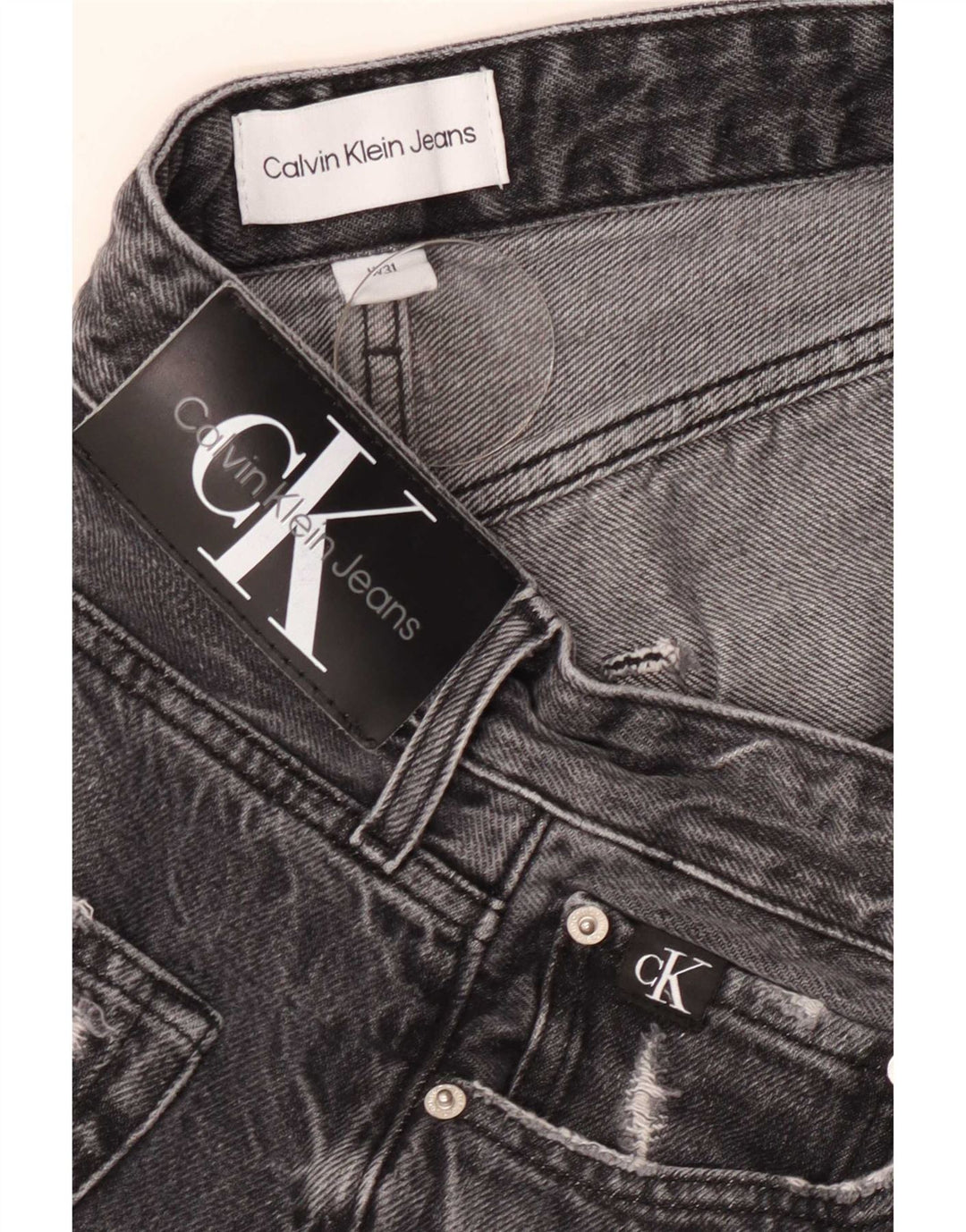 Calvin Klein Mens Distressed Slim Jeans W31 L27 Grey