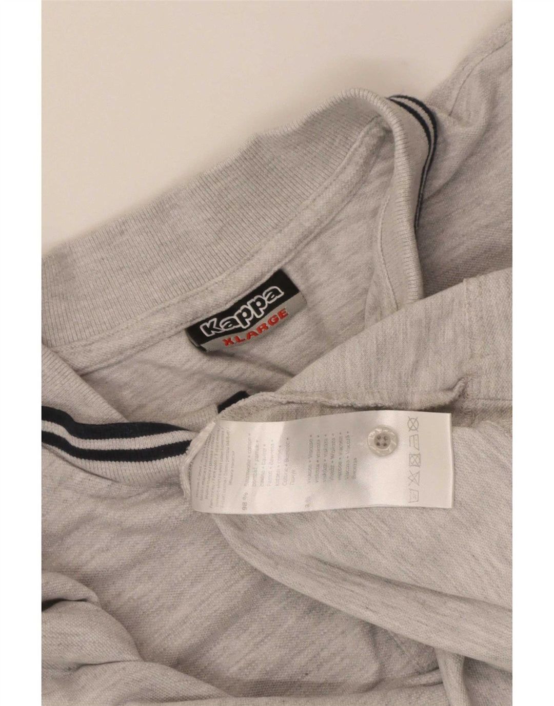 Kappa Mens Polo Shirt XL Grey Striped Cotton