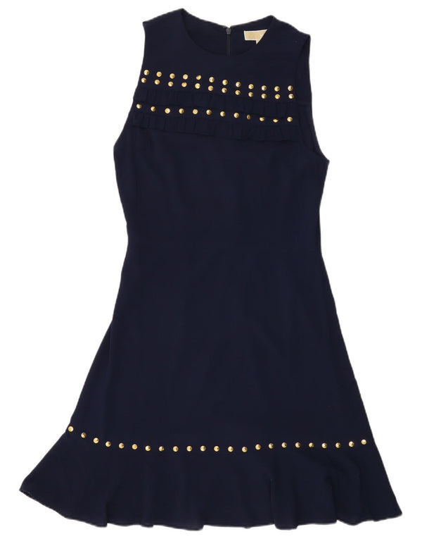 MICHAEL KORS Womens Sleeveless A-Line Dress UK 10 Small Navy Blue