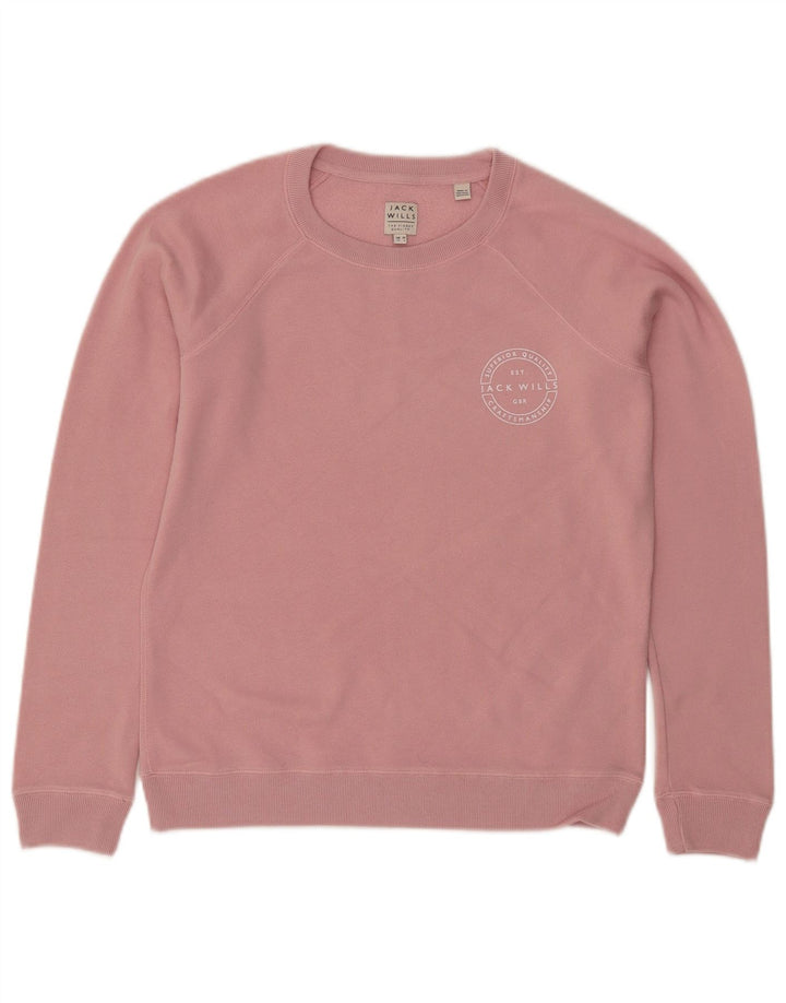 JACK WILLS Womens Oversized Sweatshirt Jumper UK 10 Small Pink Cotton