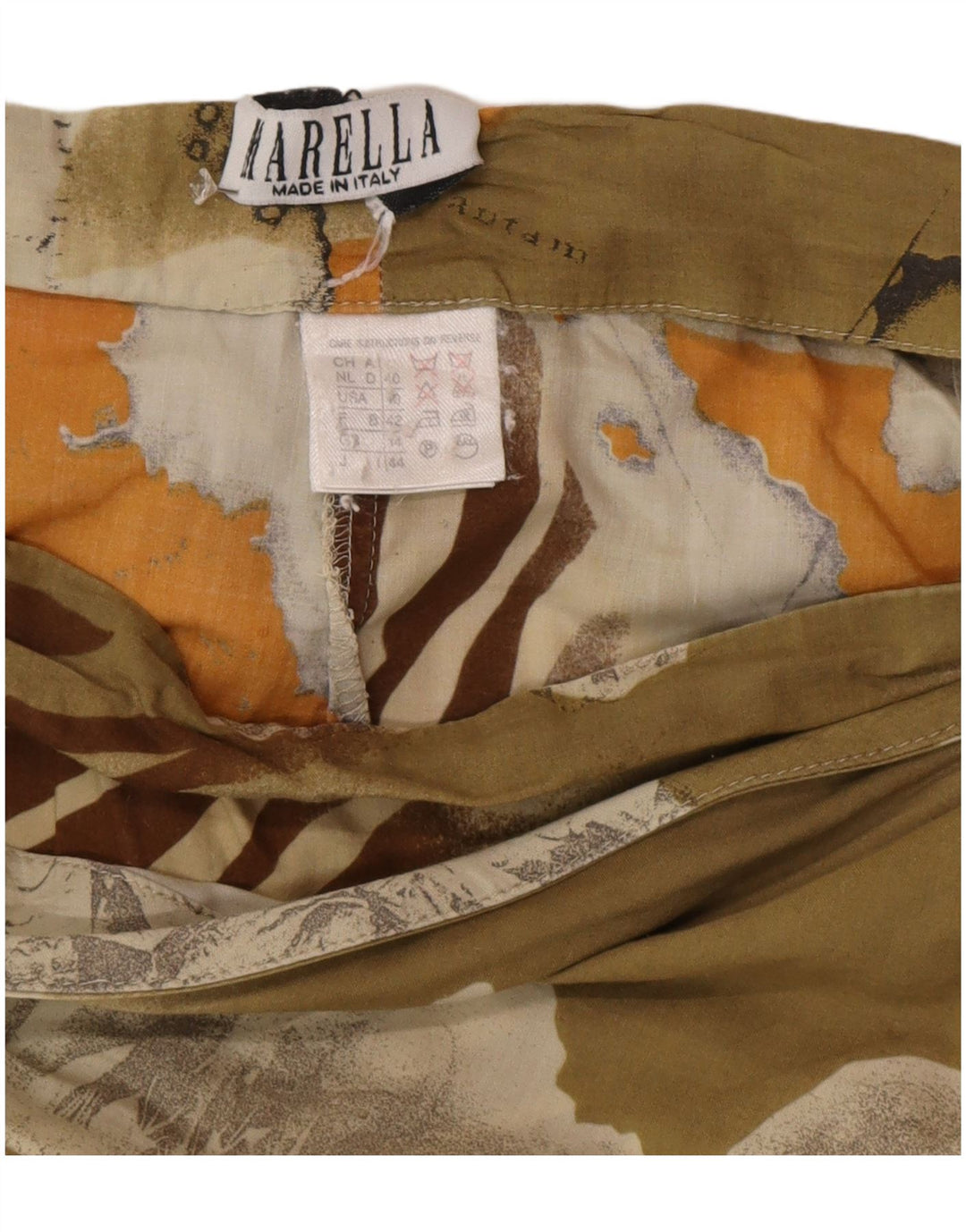 Marella Womens Wrap Skirt UK 14 Medium W26  Khaki Patchwork Cotton