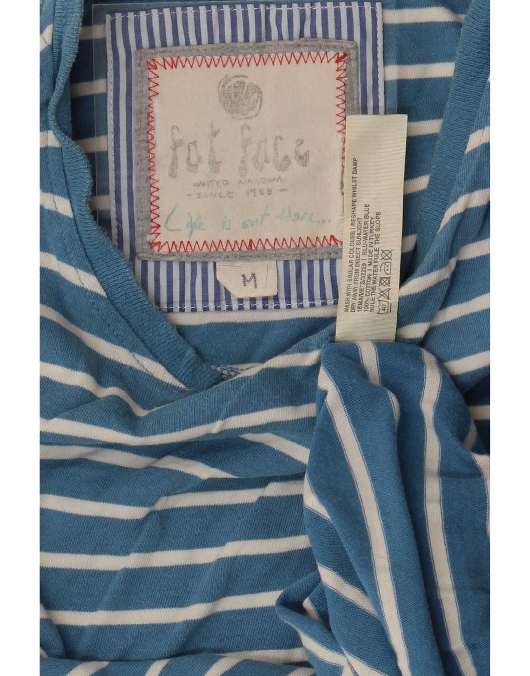 Fat Face Mens T-Shirt Top Medium Blue Striped Cotton