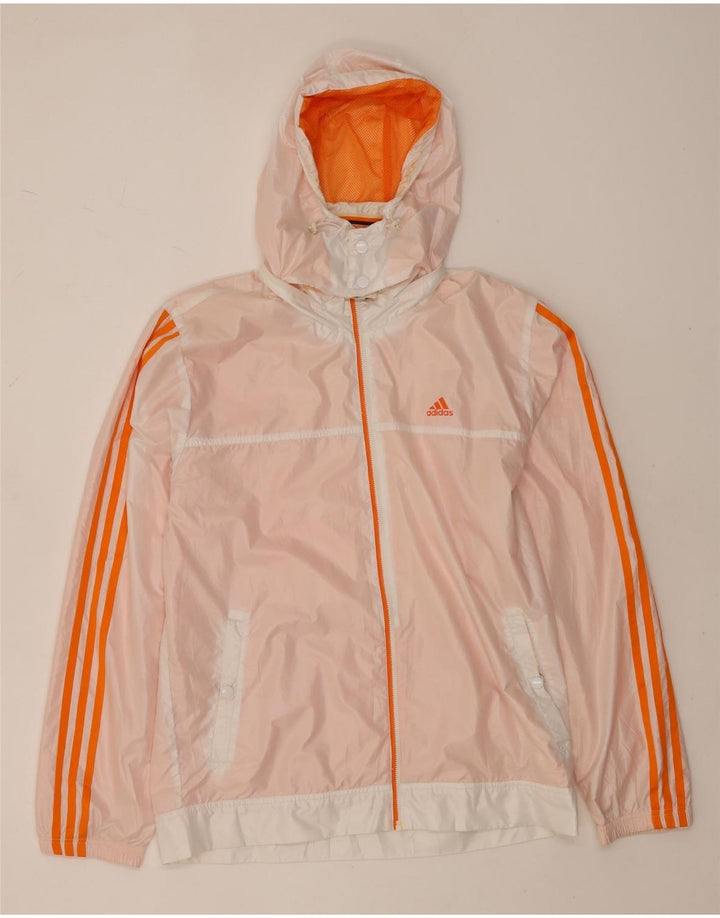 Adidas Mens Graphic Hooded Rain Jacket UK 38 Medium White Polyester