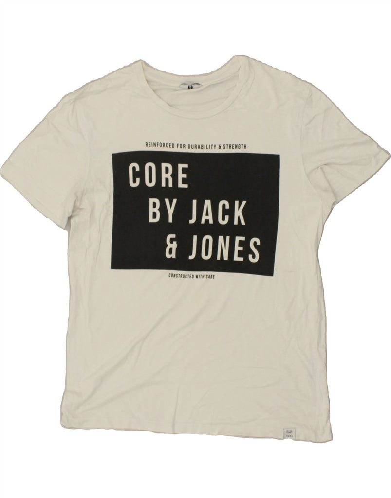 JACK & JONES Mens Graphic T-Shirt Top Medium White Cotton | Vintage Jack & Jones | Thrift | Second-Hand Jack & Jones | Used Clothing | Messina Hembry 