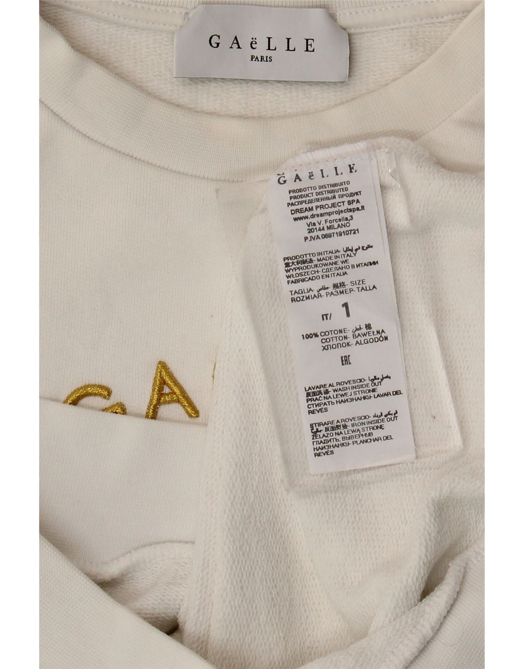 Gaelle Womens Graphic Oversized Sweatshirt Jumper UK 10 Small White Cotton
