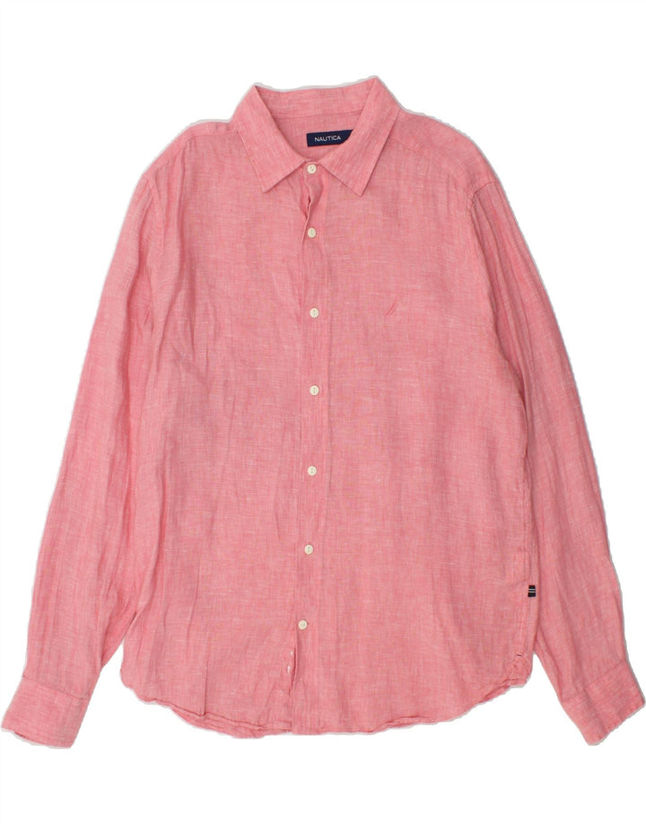 NAUTICA Mens Shirt Large Pink Linen Vintage Nautica and Second-Hand Nautica from Messina Hembry 