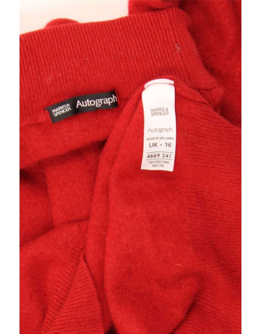 Marks & Spencer Womens Crop Turtle Neck Jumper Sweater UK 16 Large Red