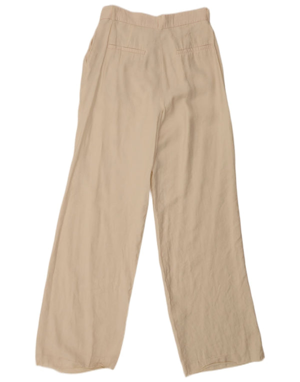 Zara Womens Wide Leg Chino Trousers Medium W28 L33 Beige Modal