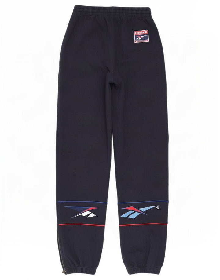 Reebok Mens Graphic Tracksuit Trousers Joggers Small Navy Blue Polyester