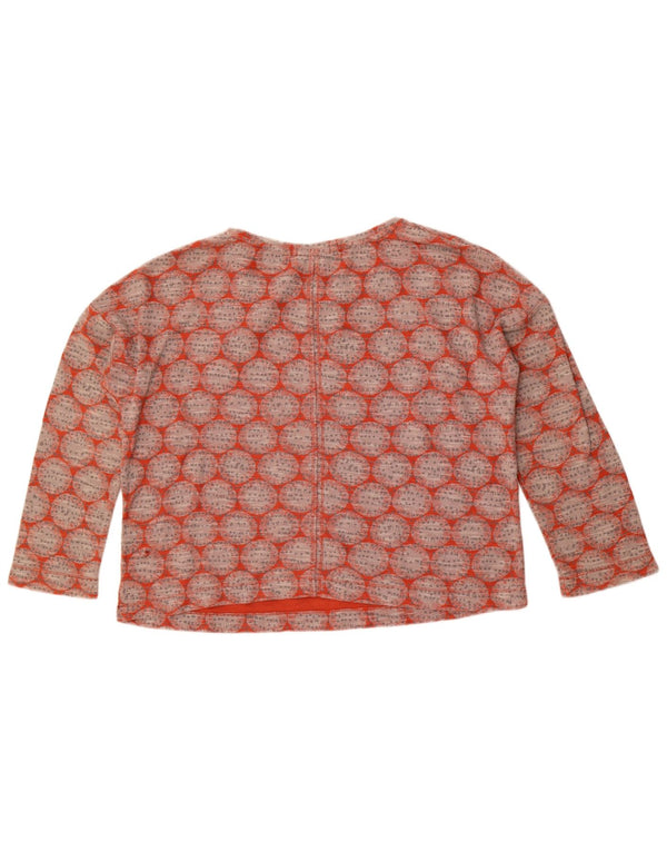 White Stuff Womens Crop Top Long Sleeve UK 12 Medium Red Geometric