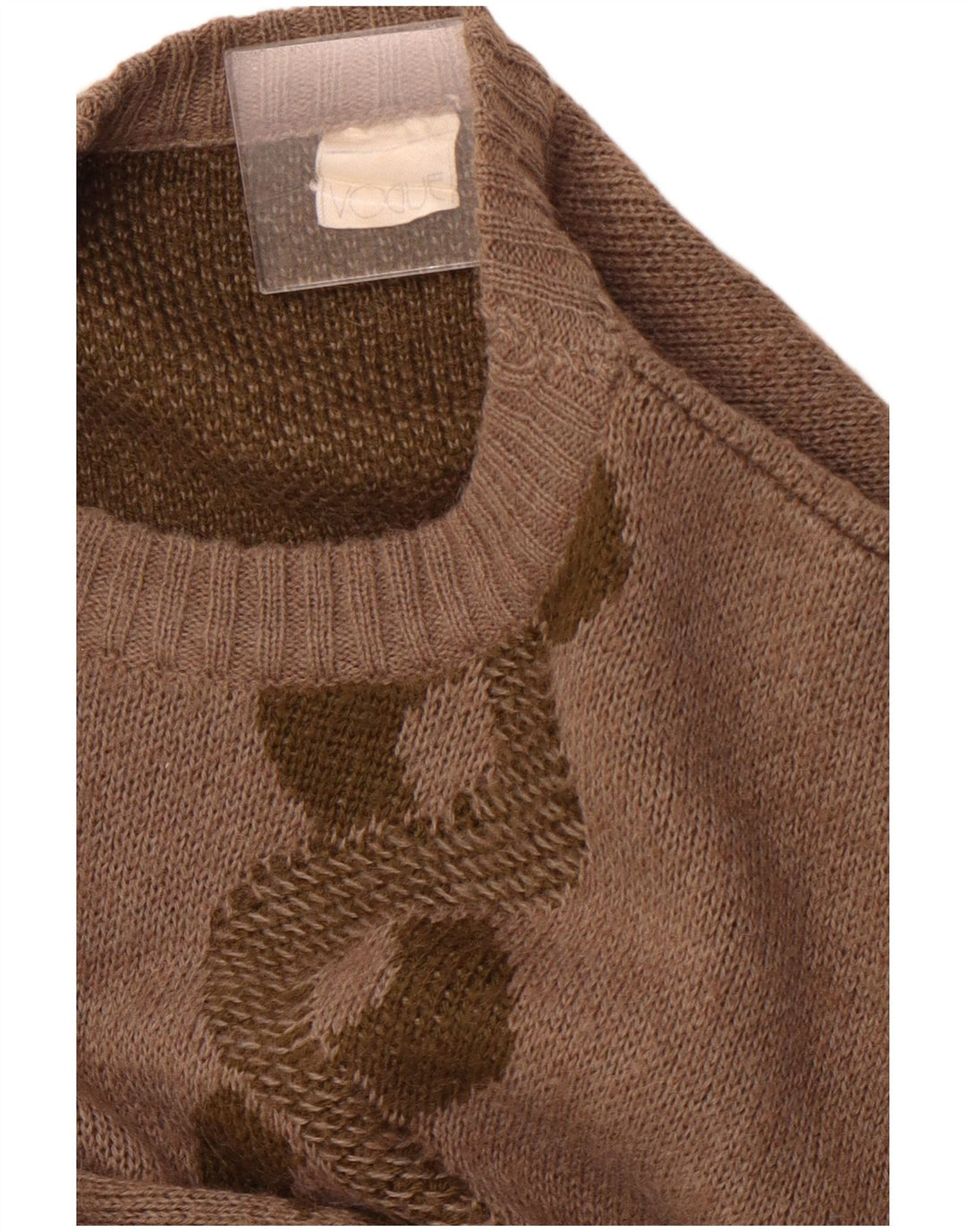 VOGUE Womens Oversized Crew Neck Jumper Sweater UK 18 XL Brown Geometric