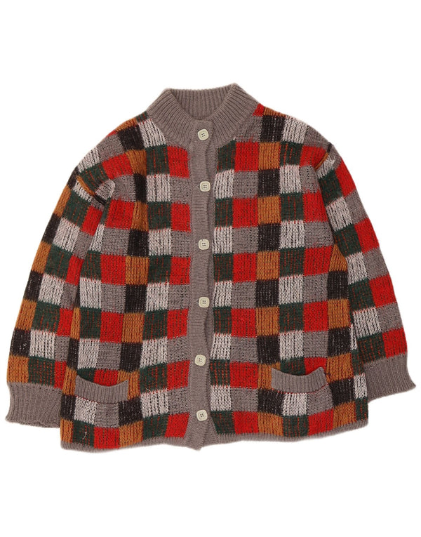 Vintage Womens Oversized Cardigan Sweater UK 16 Large Multicoloured Check