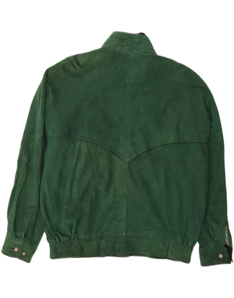 KONEN Mens Suede Bomber Jacket IT 56 3XL Green Leather Vintage Konen and Second-Hand Konen from Messina Hembry 