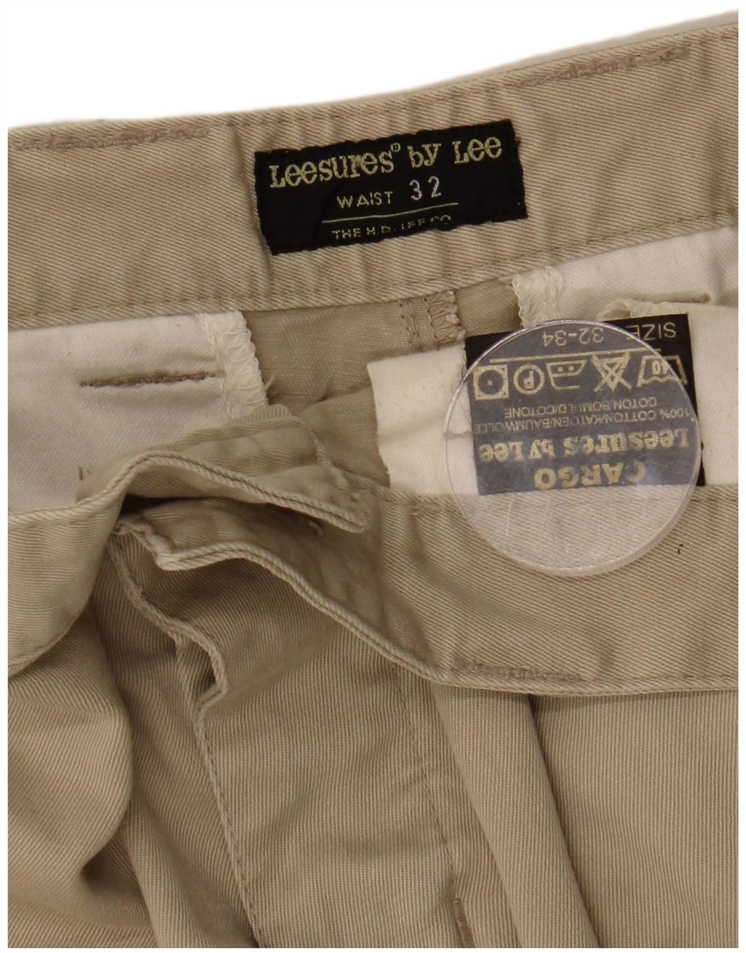 LEE Mens Straight Cargo Trousers W32 L34 Beige Cotton