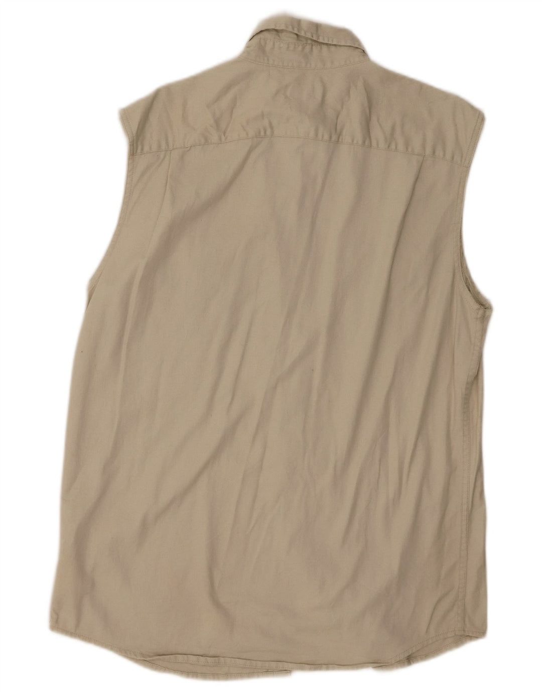 Wrangler Mens Sleeveless Shirt Medium Beige Cotton