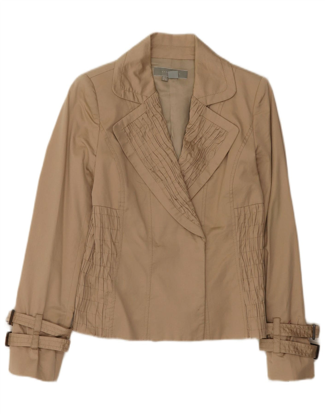 Zara Womens Open Blazer Jacket UK 8 Small Beige Cotton