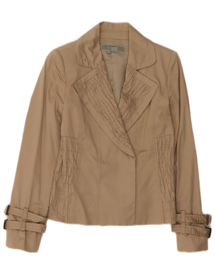 Zara Womens Open Blazer Jacket UK 8 Small Beige Cotton
