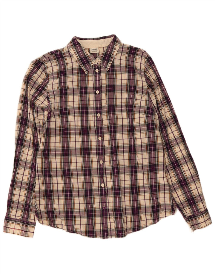 ESPRIT Womens Shirt UK 12 Medium Purple Check Cotton