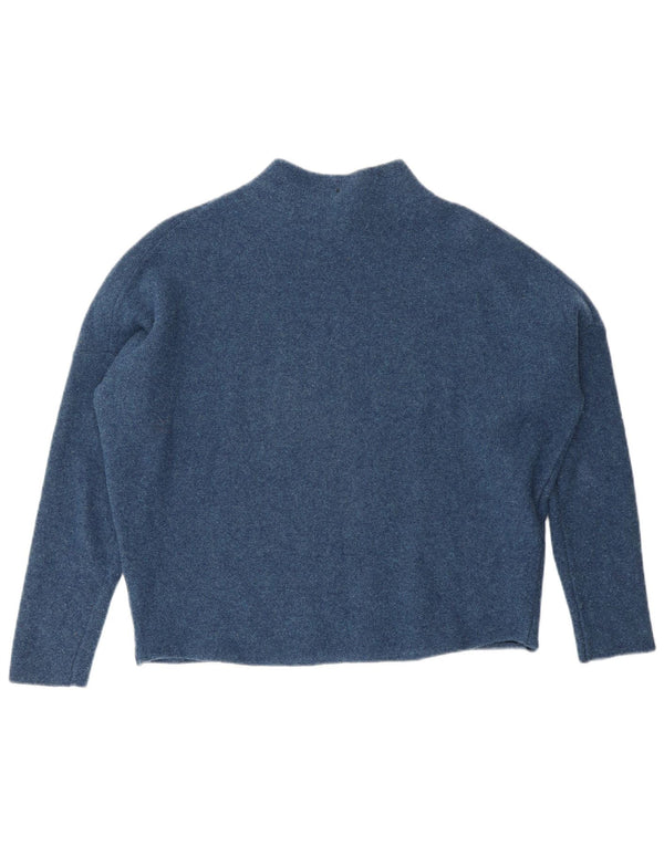 Toast Womens Turtle Neck Jumper Sweater UK 14 Medium Blue Merino Wool