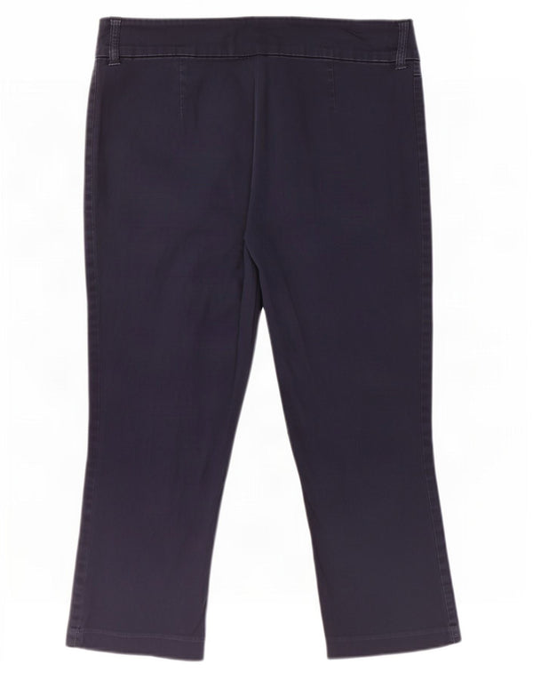 Benetton Womens Straight Capri Trousers IT 44 Medium W32 L22 Navy Blue