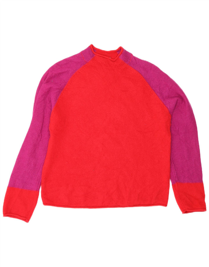 Jigsaw Womens Turtle Neck Jumper Sweater UK 16 Large Red Colourblock