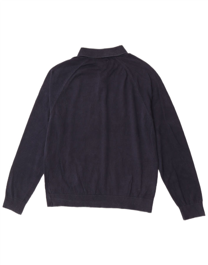 Marks & Spencer Mens Polo Neck Jumper Sweater Medium Navy Blue Cotton