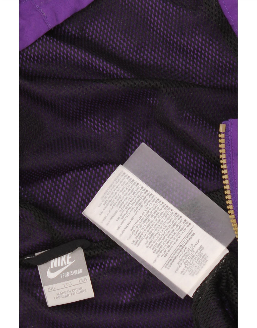 Nike Mens Hooded Pullover Tracksuit Top Jacket 2XL Purple Colourblock Nylon