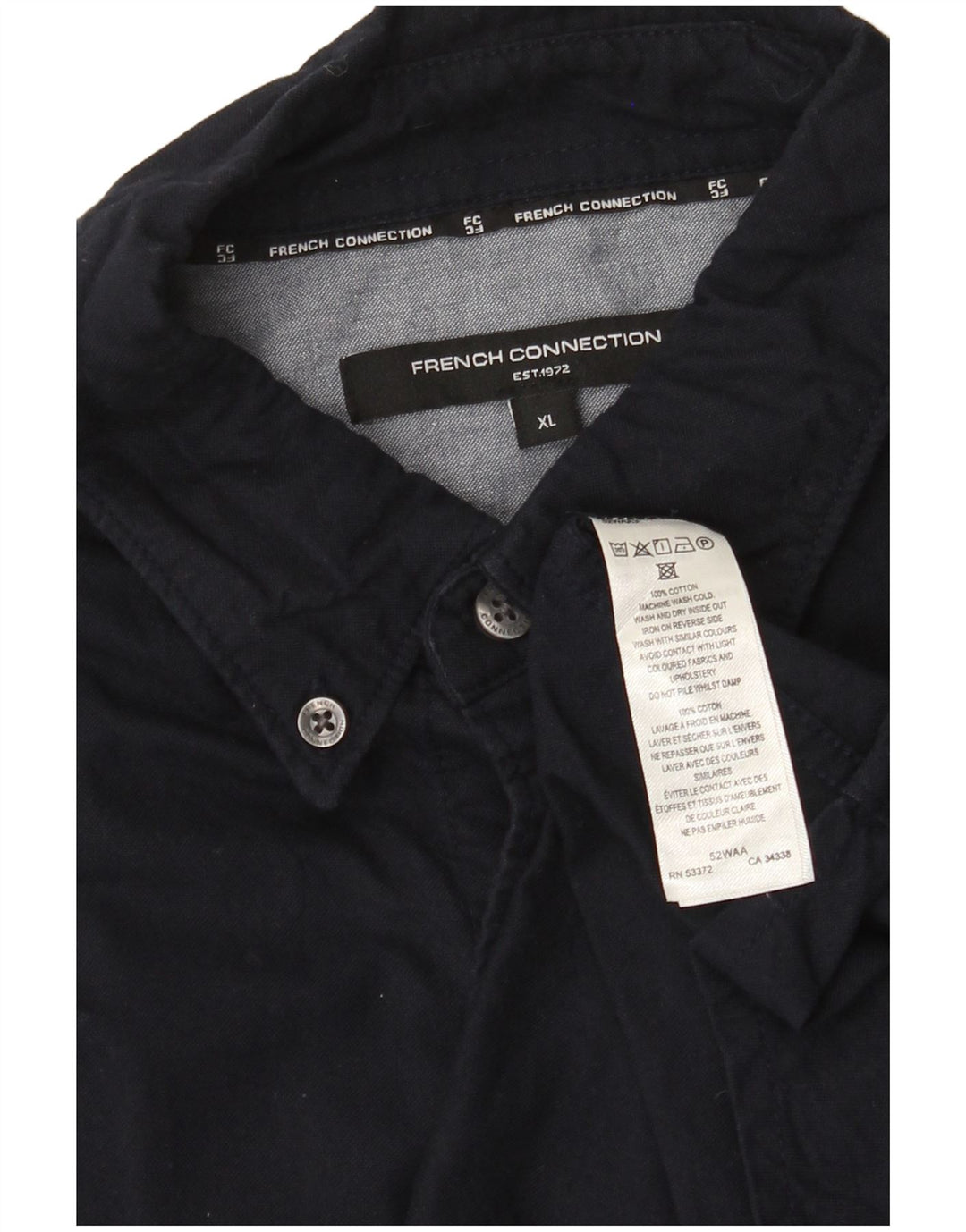 French Connection Mens Shirt XL Navy Blue Cotton