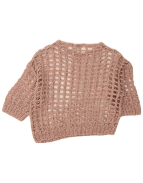 Liu Jo Womens Crop Crochet Boat Neck Jumper Sweater UK 10 Small Pink