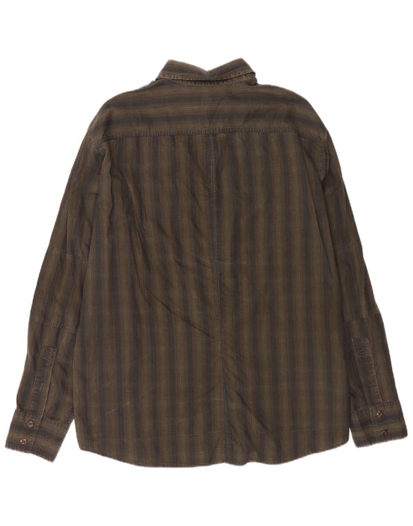 Trussardi Jeans Mens Shirt 3XL Green Striped Cotton