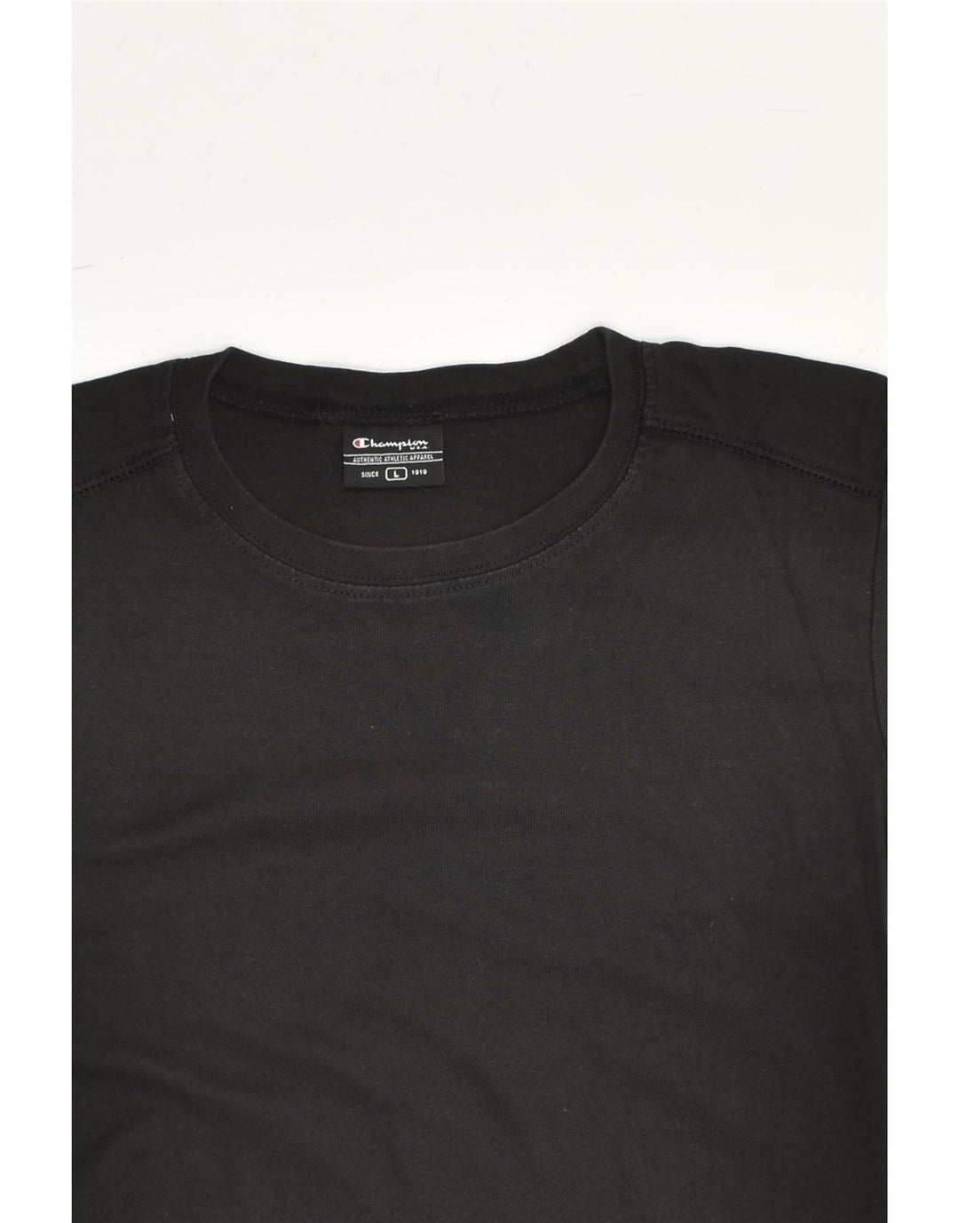 CHAMPION Womens T-Shirt Top UK 14 Large Black Cotton | Vintage Champion | Thrift | Second-Hand Champion | Used Clothing | Messina Hembry 