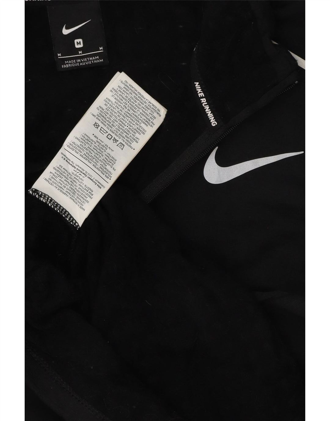 NIKE Mens Zip Neck Pullover Tracksuit Top Medium Black Polyester
