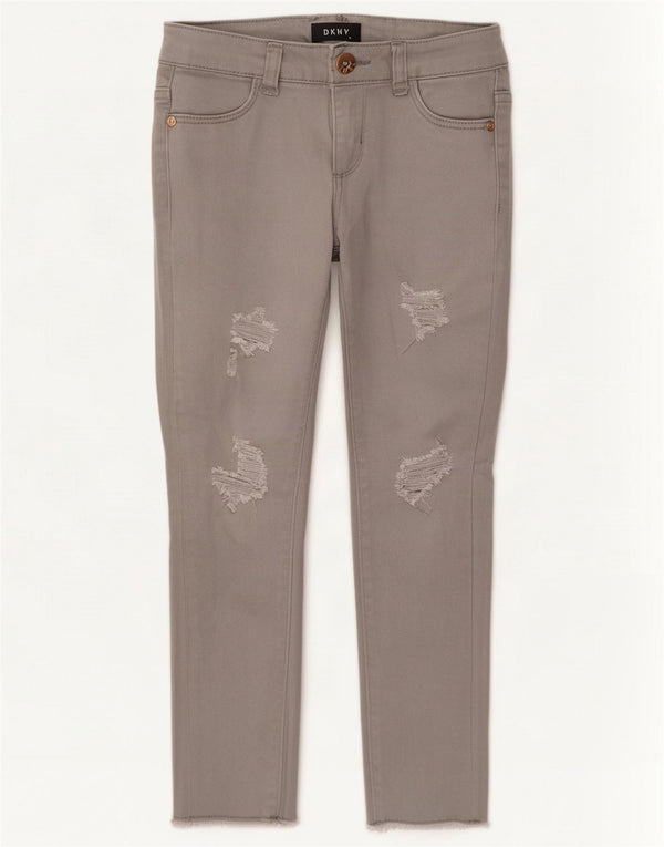 Dkny Girls Distressed Skinny Jeans 7-8 Years W24 L20 Grey Cotton