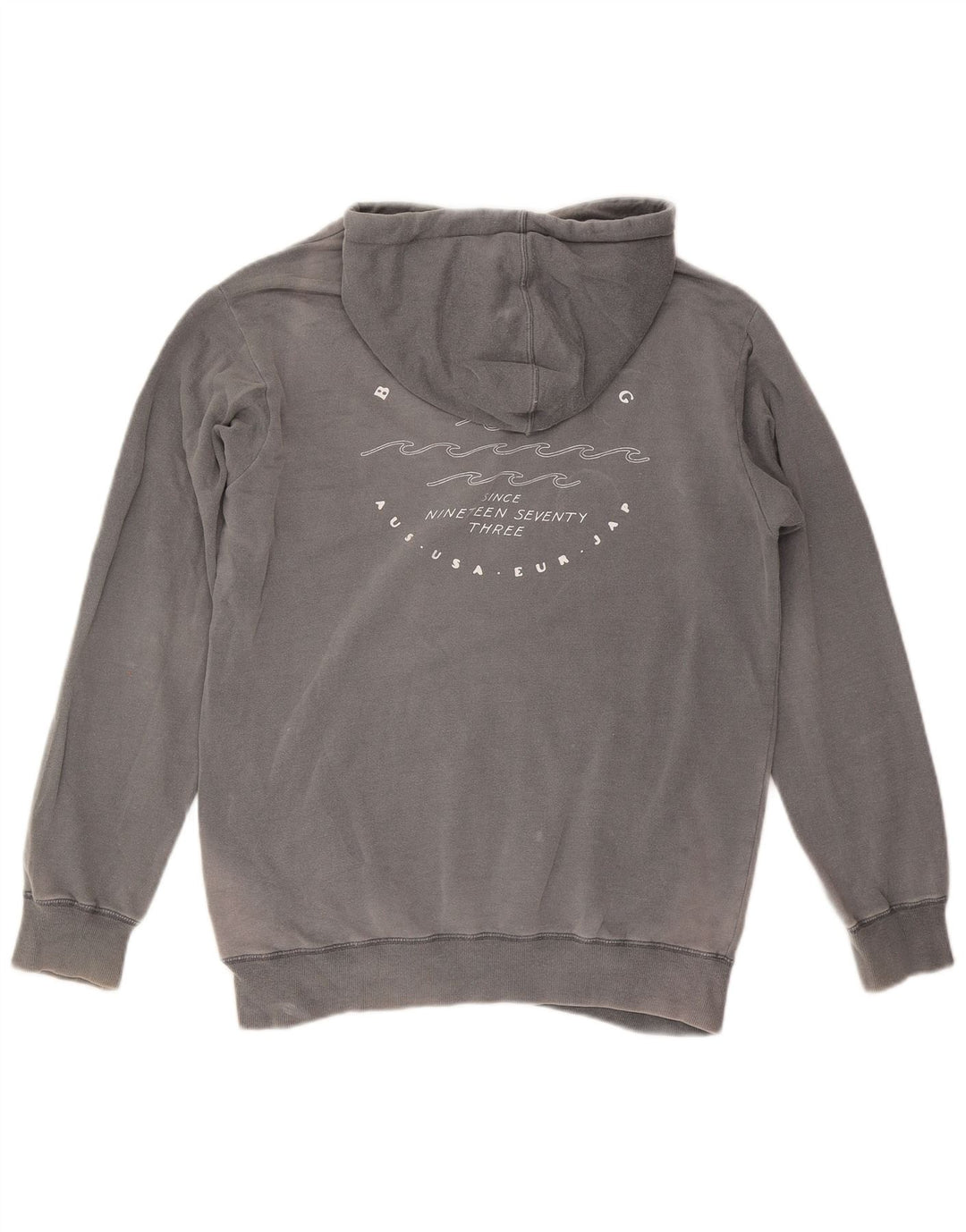 BILLABONG Mens Graphic Hoodie Jumper Small Grey Cotton