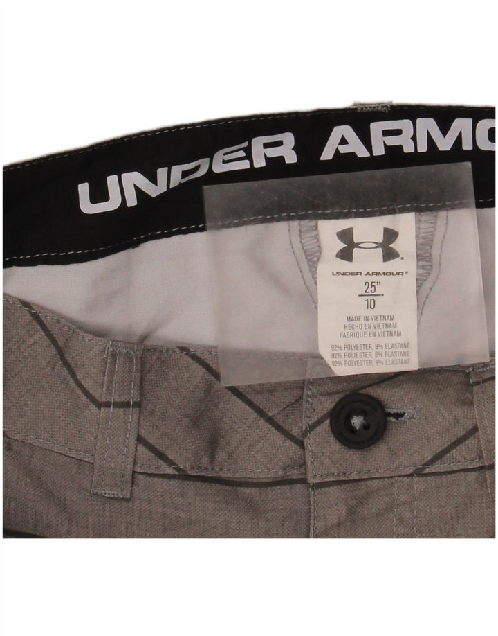 Under Armour Boys Chino Shorts 9-10 Years W25 Grey Striped Polyester