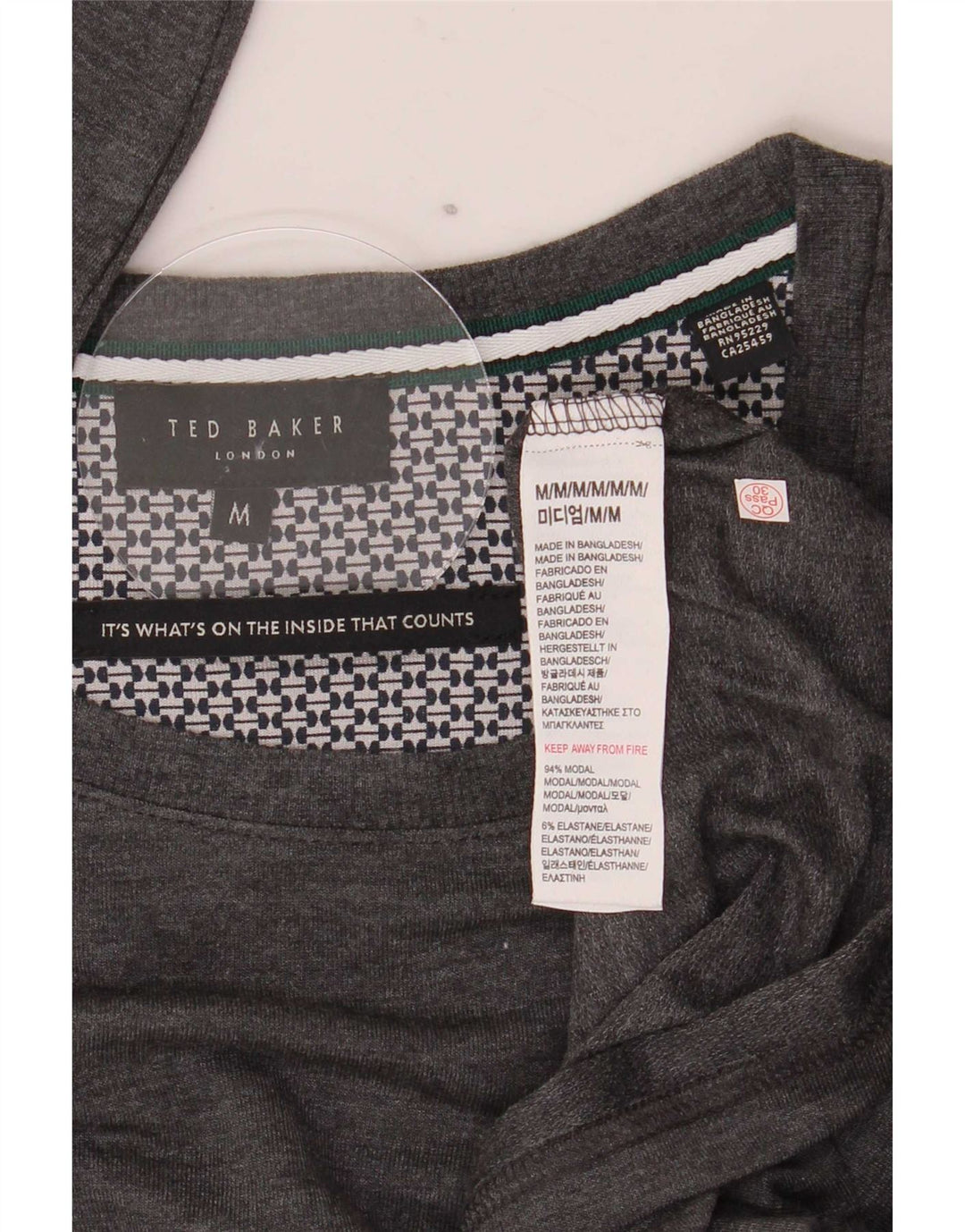 Ted Baker Mens Top Long Sleeve Medium Grey Modal